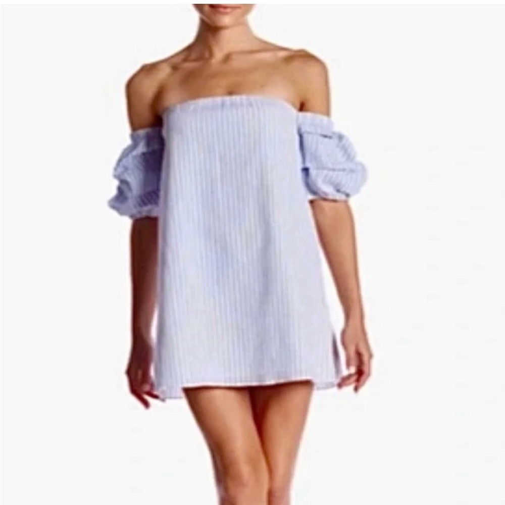 NWT Rampage Off the Shoulder Chambray Striped Dress